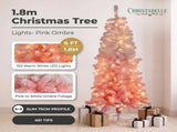 Christabelle 1.8m 6ft Pink Ombre Christmas Tree Pre Lit Warm White LED Foliage Artificial Indoo 112_WFLPO6