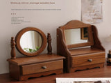 Round Mirror with Drawer Orbicular Wooden Tabletop Vanity Mirror Elegant Design V888-ELOSUNG16533