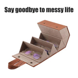 Multi Slot Sunglasses Organizer Foldable Glasses Jewelry Storage Box Portable PU Leather Eyeglasses V1294-YM0715-10328168