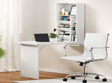 Artiss Computer Desk Office Chair Set PU Leather Wall Mount Foldable Table White DESK-WALL-8147-WH