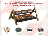 Party 2 Tier Cake Stand Slate Wedding Tiered Serving Stand Afternoon Tea V63-837241