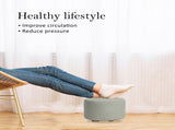 2X Fabric Ottoman Round Wooden Leg Foot Stool - GREY V274-FT-GQST01-GY2
