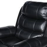 3-2 Seater Seater Finest Black Leatherette Recliner Feature Console LED Light Ultra Cushioned V43-SET-CHLS-3-2-BL