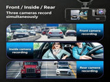Night Vision 3 Channel Car Dash Cam Triple Record Front Cabin Rear with 32G Card Great Christmas V1221-XM-LB5585-ZS197