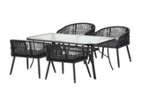 Gardeon 5PC Outdoor Dining Set Table and Chairs Garden Patio Furniture Bistro Set Black FF-DINING-WD-BK