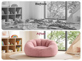 Artiss Bean Bag Chair Cover Soft Faux Fur Beanbag Cover Large Round Stuffed Animal BD-COVER-ROUND-PK