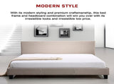 King Linen Fabric Bed Frame Beige V63-800747