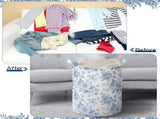 3 Pcs Blue Flower Foldable Laundry Basket Collapsible Clothes Hamper with Handle Canvas V1237-ZY00B0F9VZQ41C