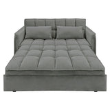 Sarantino Quincy 2-Seater Velvet Sofa Bed in Dark Grey with Wooden Frame & Tufted Design SOFA-7006-VEL-DGY