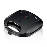 Compact 850W Dual-Sided Sandwich Maker with Non-Stick Striated Plates, Portable Snap-Lock Handle, V1341-ZY-WFW84UDV-BLACK