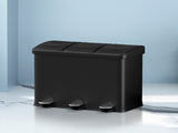 Cefito Pedal Bins Rubbish Bin Triple Compartments Waste Recycle Dustbins 45L RB-45L-3C-BK