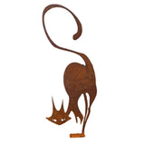 16.5 Inch Rusty Metal Cat Fence Topper, Silhouette Garden Stake Yard Art, Decorative Cat Statue for V1366-AZ2-W-16699