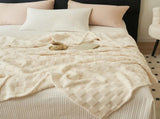 200*230CM Milky White Ultra-Soft Waffle Textured Plush Fleece Blanket - Large Cozy All-Season Throw V888-ELOSUNG32603