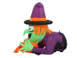 4.43ft Witch Broke Out From Window Inflatable Decoration Built in LED Light Outdoor Props Blow Up V1294-YM0901-3115240073312