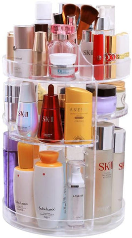 360 Degree Rotation Makeup Organizer Adjustable with Multifunction Cosmetic Storage Box V178-14018