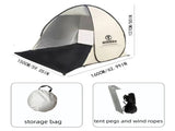 Spacious Arched Instant Pop Up Beach Tent - Folding Silver-Coated Sun Shelter with Mesh Ventilation V888-ELOSUNG55872