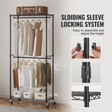 VEVOR Heavy Duty Clothes Rack, Double Hanging Rods Clothing Garment Rack with Bottom and Top Storage V952-JYKCYJ2838122UE86V0