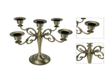 5 Arm Candlestick Holder Iron Retro Decorative Candle Holder Centerpiece for Home Church Cyan V1294-YM0710-3115230100311