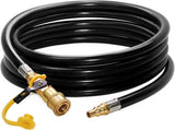 12 feet Low Pressure Propane RV Quick Connect Extension Hose, 1/4" Safety Shutoff Valve & Male Full V1258-DP02-C-279