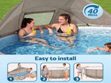 Bestway Swimming Pools 396cm x 107cm Steel Above Ground Canopy Backyard Pool Set White BW-POOL-RC-396-561FX