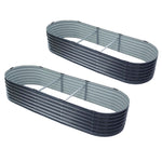 2x Raised Green Fingers Garden Bed 240X80X42cm Oval Planter Box Container Galvanised GARDEN-OVAL-2408042X2