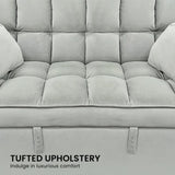 Sarantino Quincy 2-Seater Velvet Sofa Bed in Light Grey with Wooden Frame & Tufted Design SOFA-7006-VEL-LGY