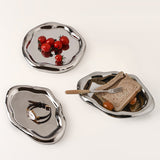 Silver Plated Ceramic Tray Set Minimalist Luxury Decorative Organizer for V1107-CS-DYTCSNP