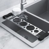 Heavy-Duty Stainless Steel Kitchen Multi-Purpose Drain Rack with Versatile Cutlery Basket and Cup V1341-ZY-RU3RGSZP-BLACK-B1
