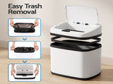 Devanti 15L Motion Sensor Bin Touchless Bins Soft-Close Rubbish Trash Can White SB-E-15L-WH