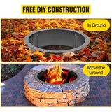 Outdoor Fire Pit Ring 106cm BBQ Table Grill Garden Wood place V952-SKHP42X36X10YC001V0