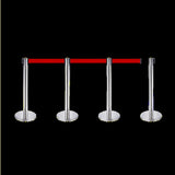 Retractable Queue Crowd Control Barriers Silver Pole Red Belt V337-CROW-R-SR