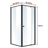 Semi Frameless Shower Screen x 195cm Side AS/NZS Glass V63-824551