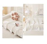 Black and white Ball Pattern Soft Waffle Weave Throw Blanket - Boho Style Cotton Blend Sofa Cover V888-ELOSUNG36048