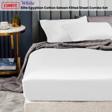 Ramesses 1500TC Elite Egyptian Cotton Sateen Fitted Sheet Combo Set White Single V442-KIT-FITTEDSS-1500TCEGYPTIANC-WHITE-SB