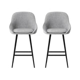 Artiss 2x Bar Stools Upholstered Stool Counter Seat Kitchen Dining Chairs BA-TW-8089-GYX2