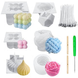 6PCS Silicone Candle Molds, DIY Candle Making Kit 6 Styles, 3D Silicone Mold Set with 100 Wicks & V1369-AZ3-W-08561