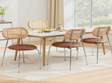 Artiss 4x Dining Chairs PU Leather Rattan Kitchen Lounge Cafe Accent Chair Brown DINC-B-S06-BRX4