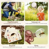 STEM Insect Observation Explorer Kit Wooden Telescopic Butterfly Net, Ventilated Habitat Box, V1232-PDTZ-002