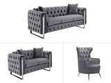 Madeline Range - Dark Grey Velvet 321 - Silver Trims V292-L-MAD-DG-3-S