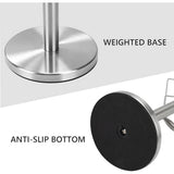 Stainless Steel Paper Roll Holder with Weighted Base Freestanding and Side Retaining Arm for Kitchen V1370-AZ4-25410