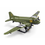 Sluban B1366 Model Kit 144 C47 Skytrain Airtrain Cargo Transport Aircraft WWII Air Force Build SLB1366