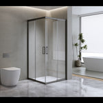 Adjustable 1100x1000mm Double Sliding Door Glass Shower Screen in Black V63-843861