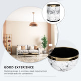 Versatile Home Trash Can, White Marbling, Thickened Base, Easy Use V1366-AZ2-W-23769