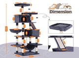 i.Pet Cat Tree Tower 206cm Large Scratching Post Furniture Scratcher House Grey PET-CAT-L206-GR