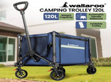 Wallaroo Collapsible 120L Blue Camping Trolley Steel Picnic Shopping Cart TLY-HSC-035-BU