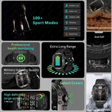 NNEOBA Rugged Military GPS Smart Watch - AMOLED 1.96 HD Display V728-1005007347986162-BELT-BLACK-1