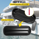 Boat Fenders, 10" x 28" Ribbed Fender, 4 Pack Bumpers, Hole Through Middle Ribbed Inflatable V952-DNB10X28YCBHQHS01V0