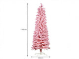 Christabelle 1.8m 6ft Pink Fairy Floss Christmas Tree Pre Lit RGB LED Flocked Slim Artificial I 112_WFLPF6