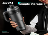 Giant Straw Tumbler Large Capacity Insulated Tumbler Ceramic Lined Cup - Gradient silver - Size V1102-122-62231-GRA-316-1200ML