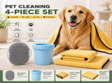 4-Piece Cleaning Kit -Pet Grooming and Paw Cleaning Set with big Blue Dog Paw Cleaner Cup Grey V888-ELOSUNG53231